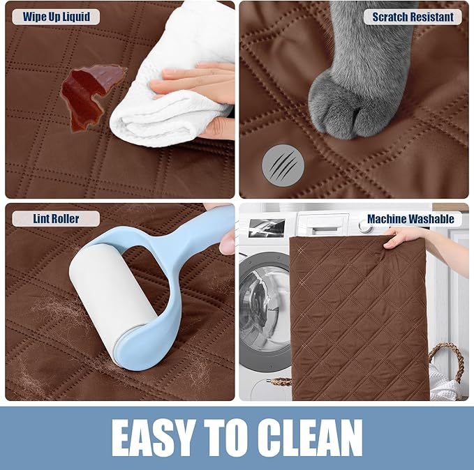 Smiry Waterproof Dog Bed Cover Pet Blanket, Soft Washable Dog Blanket for Furniture Bed Couch Sofa Reversible, Checkered (68"x82", Brown/Brown)