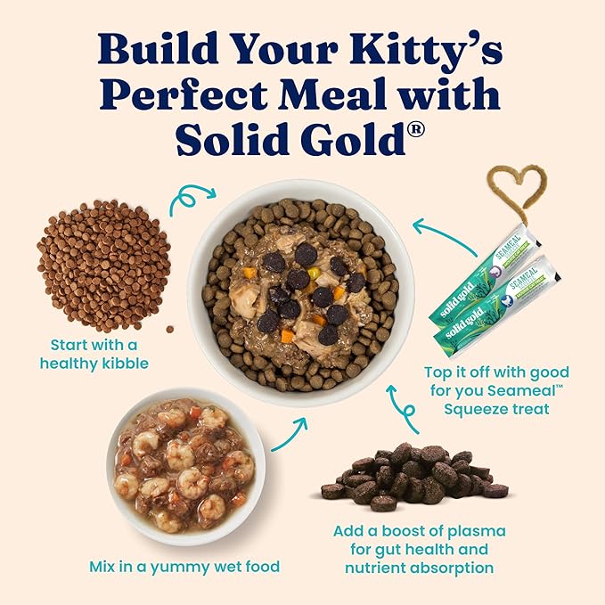 Solid Gold High Protein Dry Cat Food - Grain Free & Gluten Free Alaskan Pollock Cat Dry Food w/Probiotics for Gut Health & Digestion - High Fiber & Omega 3 - Low Carb Superfood Kibble - All Ages -3LB