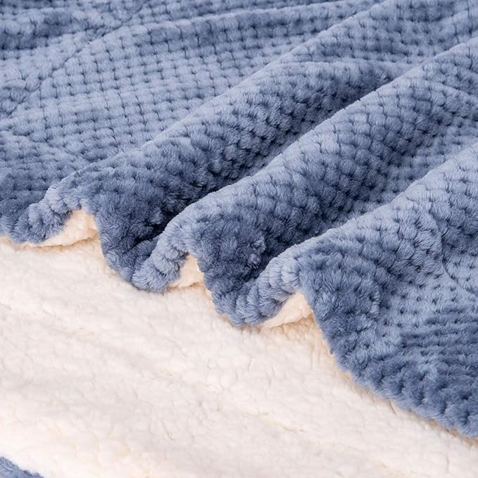 Fuzzy Dog Blanket or Cat Blanket or Pet Blanket, Warm and Soft, Plush Fleece Receiving Blankets for Dog Bed and Cat Bed, Couch, Sofa, Travel and Outdoor, Camping (Blanket (40" x 48"), DW-Smoked Blue)