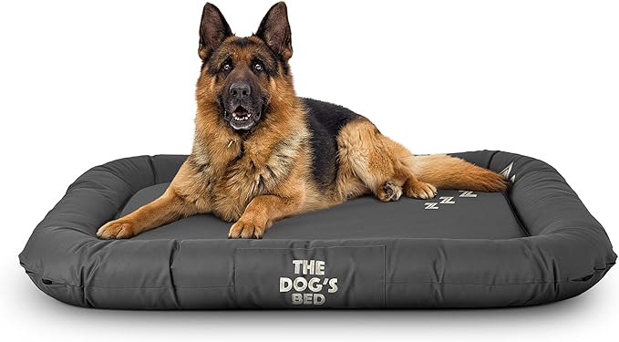 The Dog’s Bed Utility Waterproof Dog Bed, XL Durable Grey Oxford Fabric, YKK Zippers, Washable Reversible Cover, Dog Beds for Home Car Crate & Yard, Puppy & All Pet Comfort, Veterinary Approved