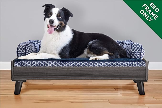 Furhaven Elevated Dog Bed Frame for 36" x 27" Large Dog Beds, Easy Assembly - Mid-Century Modern Bed Frame - Gray Wash, Large