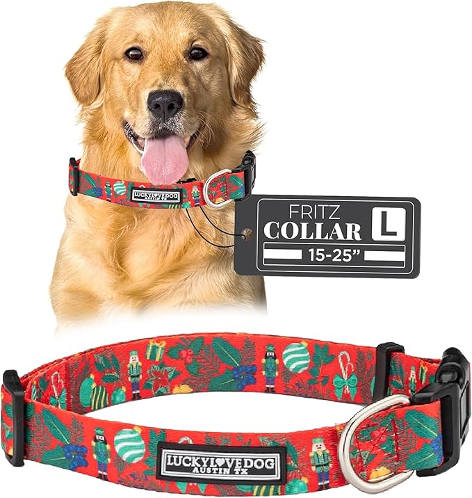 Lucky Love Dog - Adjustable Dog Collar with Easy Click Buckle for Small to Large Ones, Durable, & Comfortable for Male & Female Dogs, Pet Collar for Puppies & Adult Dogs - Fritz, Large