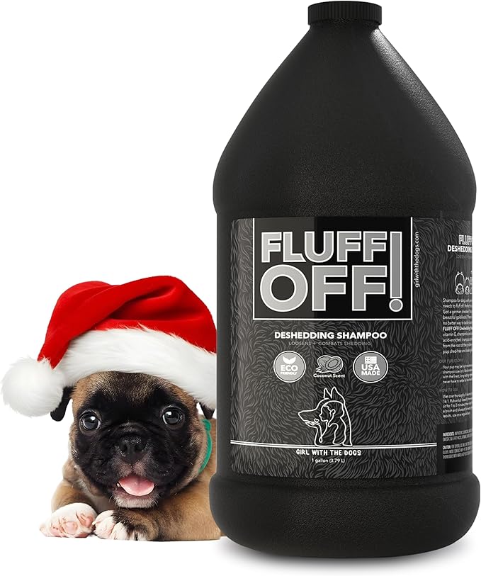 Fluff Off! by Girl With The Dogs, Natural Deshedding Dog & Cat Shampoo, 1 Gal, Made in USA, 8 Wks+