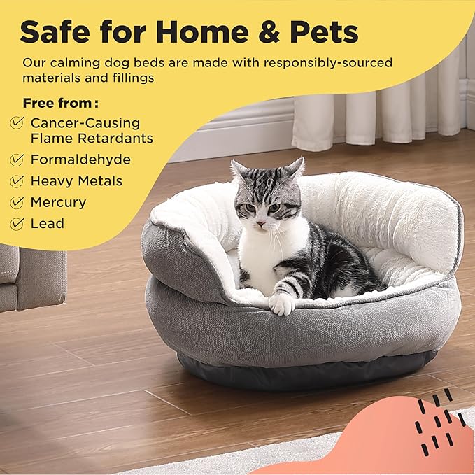 Best Friends by Sheri Pet Throne High Bolster Orthopedic Relief Cat and Dog Bed, Gray, Mini