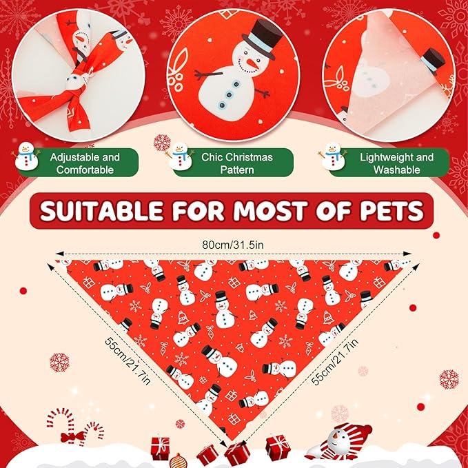 Preboun 100 Pcs Christmas Dog Bandanas Bulk Xmas Bandanas for Dogs Triangle Kerchief Bibs Scarf for Pet Xmas Costume Photo Props Accessories Pet Shops Adoption Events, 25 Styles(31.5 x 21.7 x 21.7)
