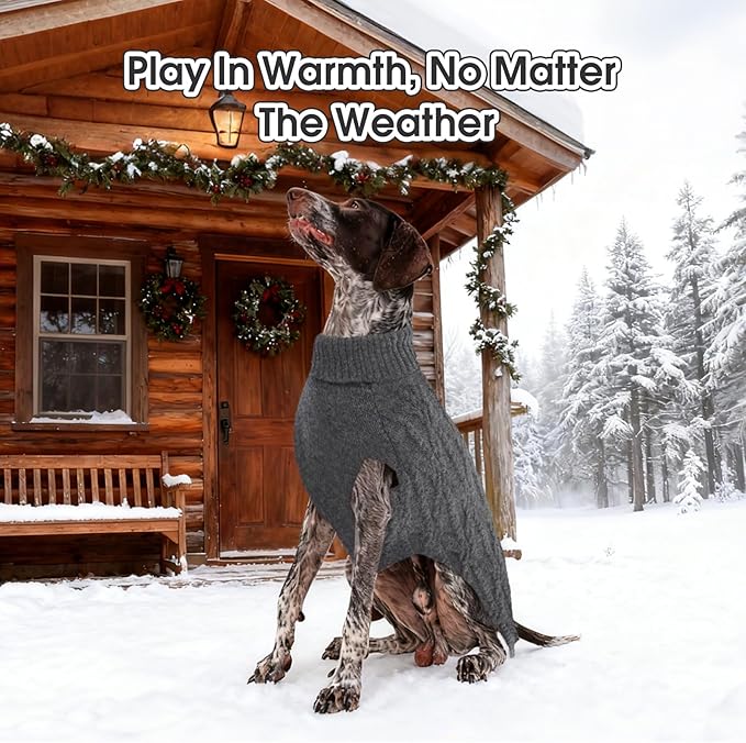 FUAMEY Dog Sweaters for Small Dogs,Cold Weather Dog Knitwear,Thick Warm Dogs Turtleneck,Pet Pullover Cable Sweater,Pets Winter Clothes for Yorkshire,Poodle Grey S