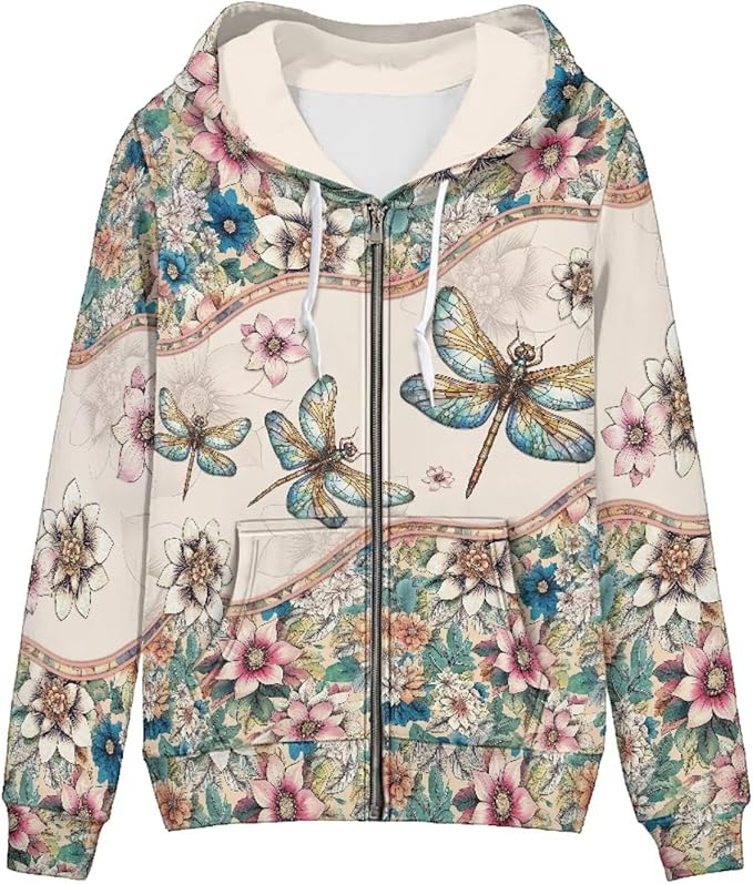 WELLFLYHOM Women Y2K Hoodie Zip Up Sweatshirt Vintage Jackets Hooded Cardigan