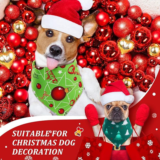 Preboun 200 Pcs Christmas Dog Bandanas Bulk Xmas Red and Green Bandanas for Dogs Triangle Kerchief Bibs Scarf Set for Pet Christmas Costume Photo Props Accessories Pet Shops, 25 Styles
