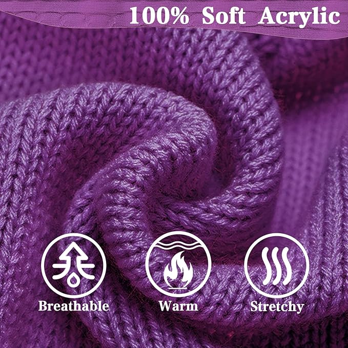 PUPTECK Winter Dog Cat Sweater Coat - Soft Cold Weather Clothes Knitwear for Kitties & Small Dogs Indoor Outdoor Walking Warm, Knitted Classic for Doggies Kitties Girls Boys, Purple M