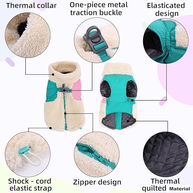 Dog Cold Weather Coats for Small Medium Large Gogs Outdoor Indoor Activities-Warm Pet Winter Clothes Jackets - Windproof Warm Colors Style Dog Vest (Blue, Medium)