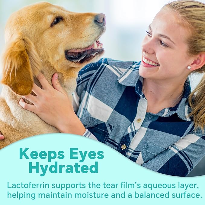 Dry Eye Relief for Dogs – Actoferrin, Black Currant Seed Oil, Omega-3 (EPA/DHA), Lutein & Taurine | Supports Eye Moisture & Reduces Dry Eye Symptoms