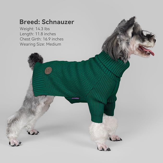 cyeollo Dog Christmas Sweater Pullover Turtleneck for Large Dogs, Classic Knitwear Fall Winter Cold Weather Dog Clothes Warm Pet Apparel Small Medium Large Dog Sweaters, Green 2XL