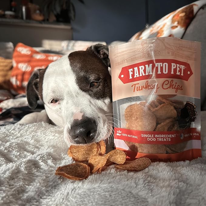 Farm To Pet Dog Training Treats, Healthy Turkey Chips for Dogs - 4 oz, 100% Human Grade Turkey Breast, All Natural, Single Ingredient, Low Allergen Treats for Dogs and Puppies, Made in USA