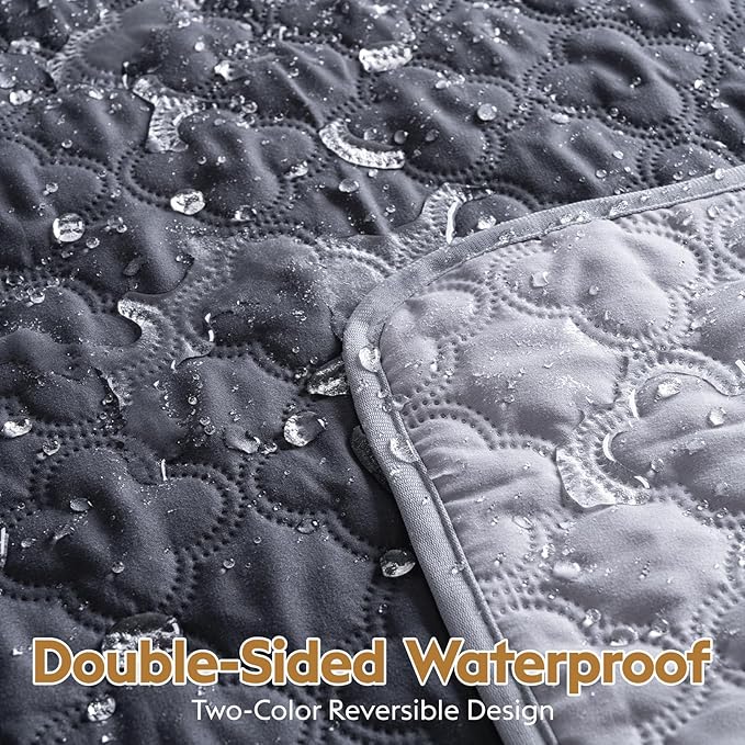 100% Double-Sided Waterproof Blanket, Couch Cover for Dogs Washable, Reversible Dog Bed Cover. (Dark＆Light Grey, 52 X 82 Inch - 1 Pack)