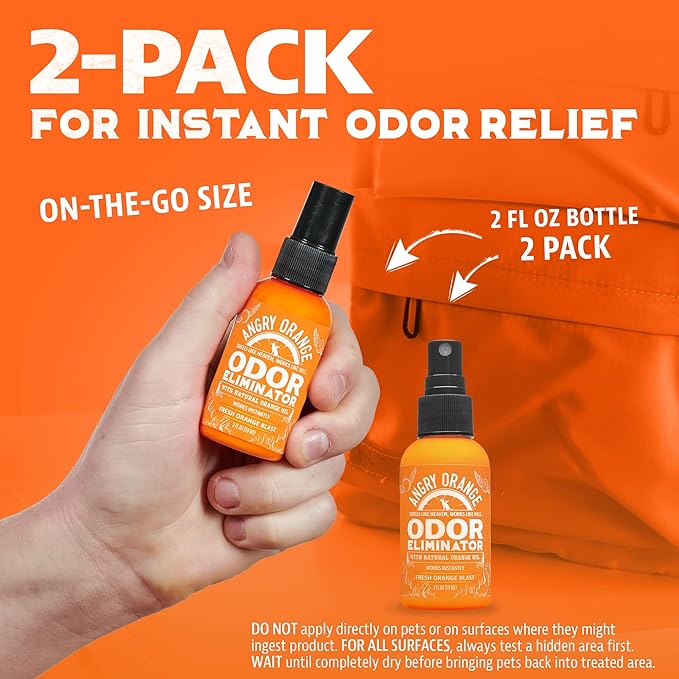 ANGRY ORANGE Pet Care Bundle – Unscented Grooming Wipes (80 Count) + 2oz Pet Odor Eliminator (2 Pack)