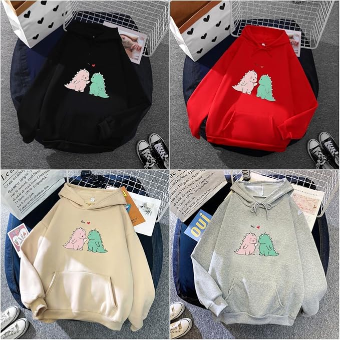Women Girl Hoodies Cute Cat Ear Novelty Printed Pullover Sweatshirt
