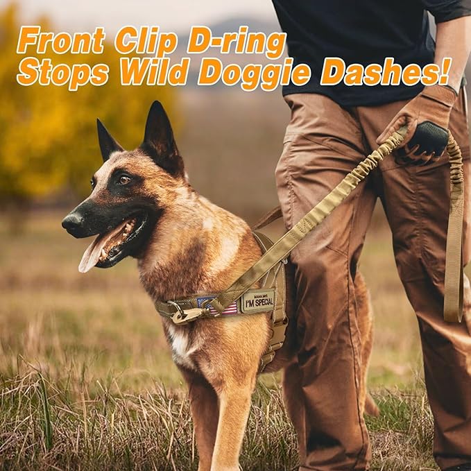 Forestpaw No Pull Dog Harness with Large Handle,Slip on Reflective Vest with Quick Release Buckle,Comfortable Flannel Lining for Medium Large Dogs Walking Training (Includes 3 Patches),Brown L