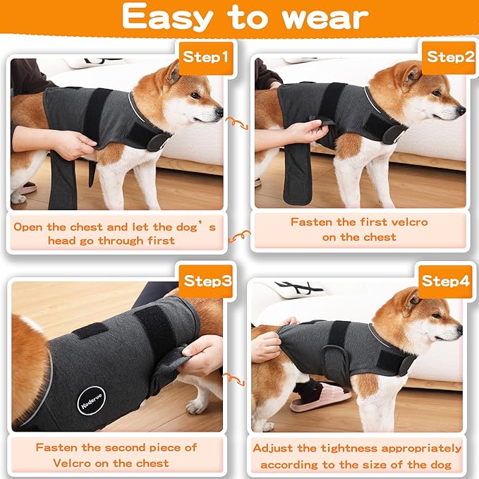 Dog Anxiety Jacket, Skin-Friendly Dog Calming Shirt - Dog Coat for Thunder, Fireworks, Vet Visits and Separation - Keep Pet Calm Without Medicine & Training, Dark Grey, XX-Large