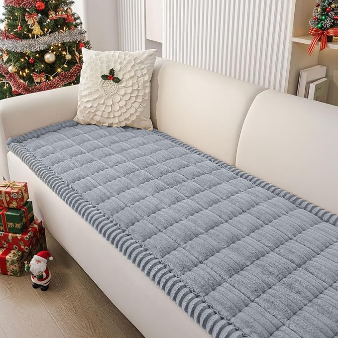Smiry Couch Cover for Dogs Washable, Non Slip Fuzzy Pet Couch Covers for 3 Cushion Sofa Pet Friendly, Thick Soft Sofa Slipcovers Cushion Protector (Grey, 27.6" x 70.9")