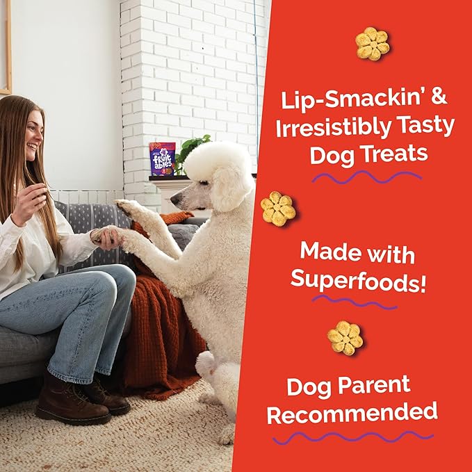 Fruitables Baked Dog Treats, Healthy Pumpkin Treat for Dogs, Low Calorie & Delicious, Free of Wheat, Corn and Soy, Made in the USA, Apple and Crispy Bacon Flavor, 7oz