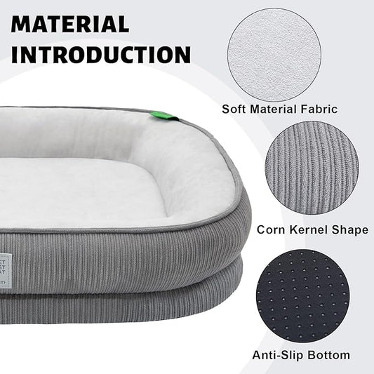 Orthopedic Dog Bed for Medium Dogs with Egg Crate Foam Couch Bed with Four-Sided Bolster, Removable Cover & Non-Slip Bottom Grey M