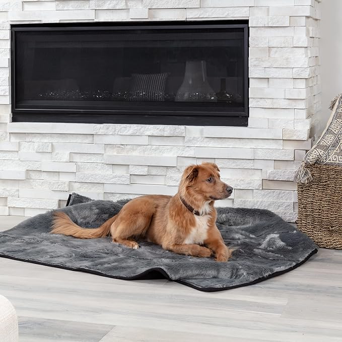 Callarome Waterproof Faux Fur Dog Blanket - Waterproof Dog Blanket for Bed, Couch or Dog Crate - Grey [50"x60"]