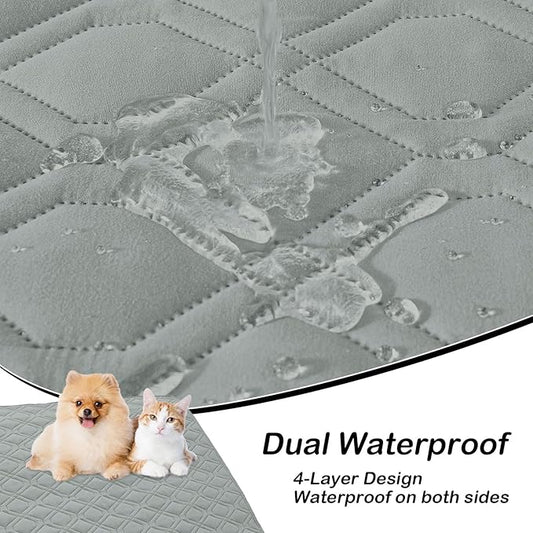 hyha Waterproof Dog Bed Blanket, Soft Pet Blankets, Waterproof Couch Cover for Dogs, Reversible Sofa Covers Washable for Furniture (68x82 Inch, Grey/Dark Grey)