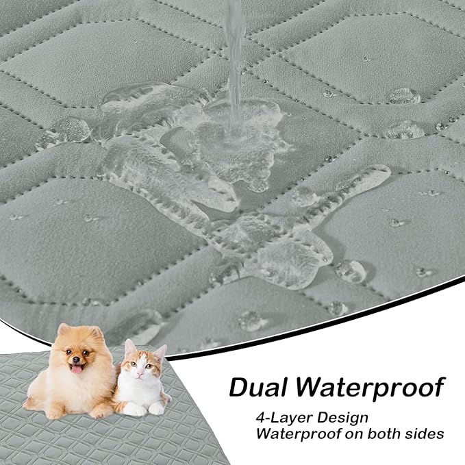 hyha Waterproof Dog Bed Blanket, Soft Pet Blankets, Waterproof Couch Cover for Dogs, Reversible Sofa Covers Washable for Furniture (52x82 Inch, Grey/Dark Grey)