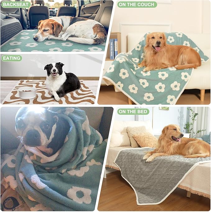 BEAUTYZOO Waterproof Dog Blankets for Medium Large Dogs Washable- Reversable Dog Blanket for Furniture, Sofa, Couch, Crate, Car- Soft Sherpa Dog Throw Plush Pet Bed Blanket Cat Puppy, 40"x60" Blue