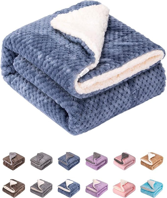 Fuzzy Dog Blanket or Cat Blanket or Pet Blanket, Warm and Soft, Plush Fleece Receiving Blankets for Dog Bed and Cat Bed, Couch, Sofa, Travel and Outdoor, Camping (Blanket (40" x 48"), DW-Smoked Blue)