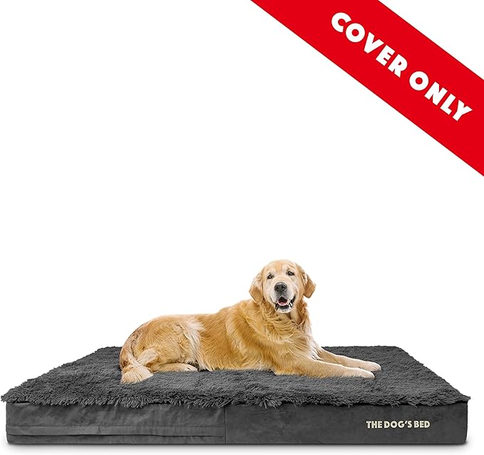 The Dog's Bed Replacement Outer Cover ONLY (Outer Cover ONLY - NO Bed, NO Waterproof Inner) for The Dog's Bed, Washable Oxford Fabric, XXXL 6 Inches (Grey Faux Fur)