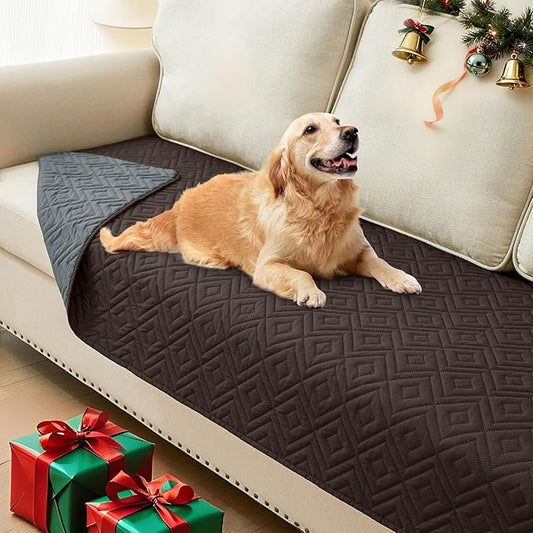 hyha Waterproof Dog Blanket, Soft Pet Bed Blankets, Waterproof Sofa Couch Cover for Dogs Washable, Reversible Pet Couch Covers for Sofa Furniture (30x70 Inch, Chocolate/Dark Grey)