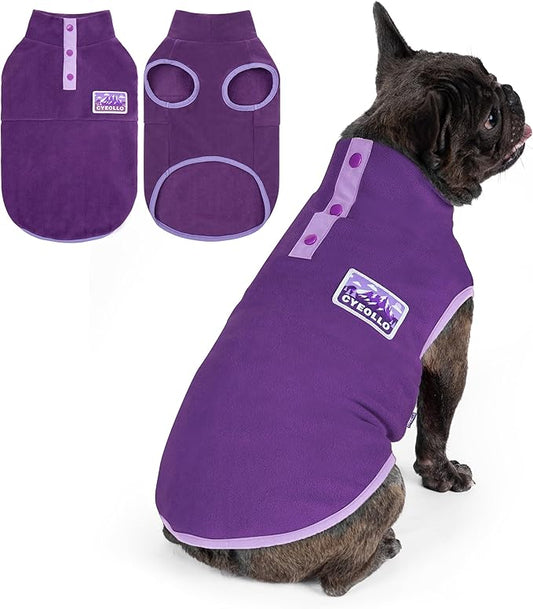 cyeollo Fleece Dog Sweater, Turtleneck Dog Sweatshirt Stretchy Pullover Fleece Vest Warm Winter Fall Clothes for Small Dogs Boy Girl Pet Apparel, Purple M