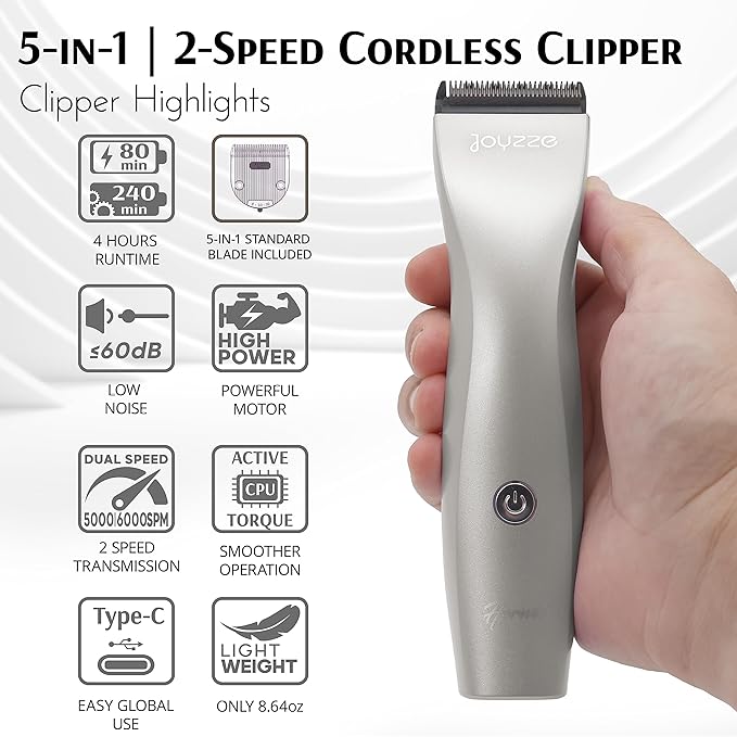 Hornet 5-in-1 Professional Pet Grooming Clipper for Dogs & Cats, Low Noise, Precision Trimmer for Trimming, Shaping & Styling