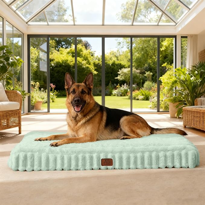 Orthopedic Dog Bed for XXL Jumbo Dog, Waterproof Pet Bed,Non-Slip Bottom and Egg-Crate Foam with Removable Washable Cover Crate Bed,Green,47"x29"x4"
