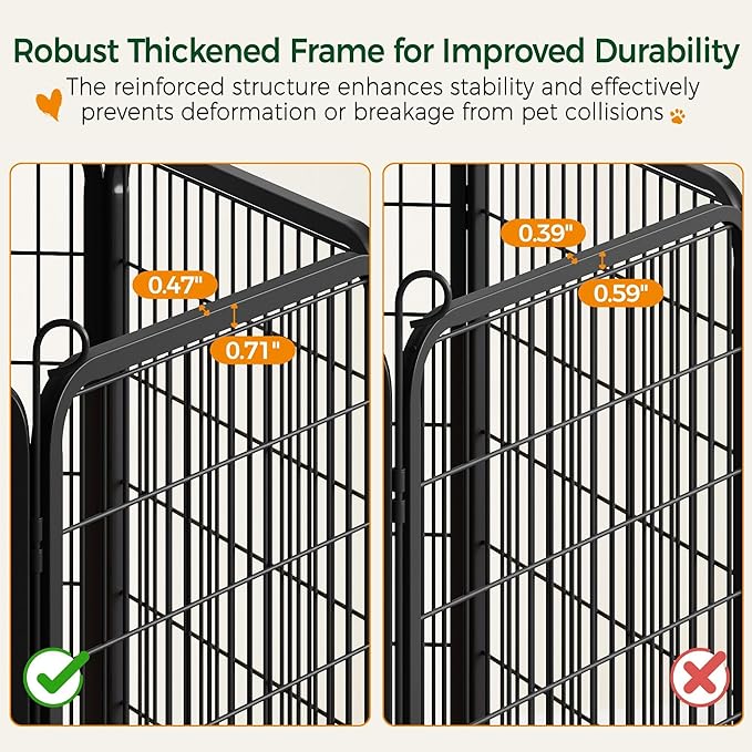 Yaheetech Dog Playpen Outdoor, 32 inch 8 Panels Dog Pen Indoor Heavy Duty Puppy Exercise Pen Metal Pet Fence for RV Camping/Yard/Garden