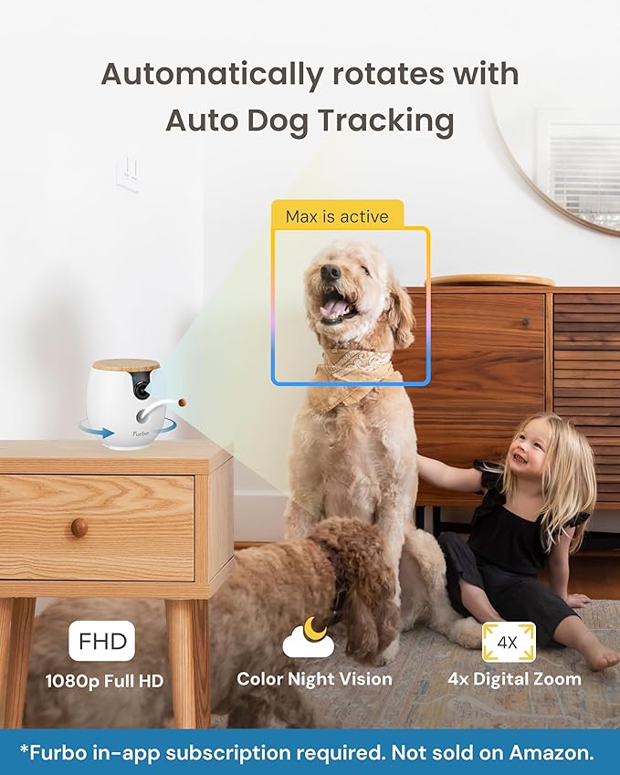 Furbo 360° Dog Camera + Mini 360° Cam (2-Camera Bundle Nanny Pro Subscription): Dog Safety Alerts, Pet Camera with Speaker, Phone App & Night Vision (New Subscription Needed at Setup)