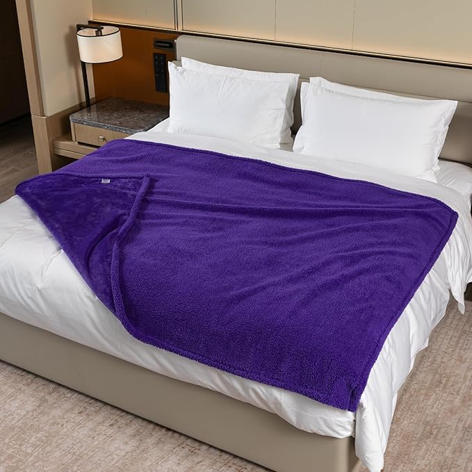 Waterproof Dog Blanket Purple Pets Blankets for Puppy Cats Reversible Pet Couch Throw Blankets Jacquard Bed Cover Leakproof Washable Warm Mats-Purple,S