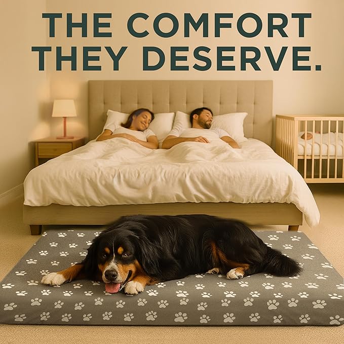 Human Dog Bed, 60x30 Inch, for Adults — Orthopedic Mattress, Protective Liner, 100% Cotton Fitted Sheet — Breathable, Hypoallergenic, Easy to Clean — Gray