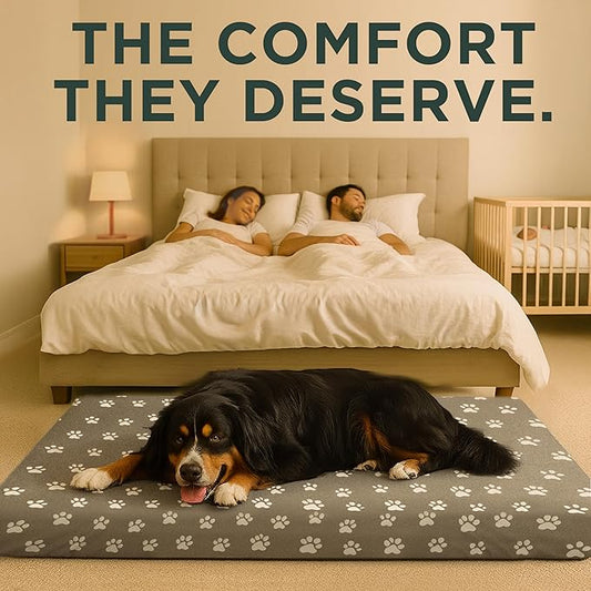 Human Dog Bed, 60x30 Inch, for Adults — Orthopedic Mattress, Protective Liner, 100% Cotton Fitted Sheet — Breathable, Hypoallergenic, Easy to Clean — Gray