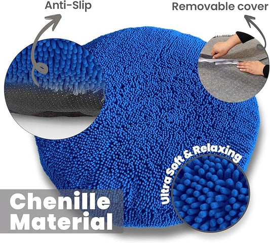 Muddy Mat® Cloud K-9 Bed for Dogs & Cats, Soft & Relaxing Donut Dog Bed, Chenille Material, Removable Cover, Washable & Dryer Safe–Navy Blue Small(25'x25')