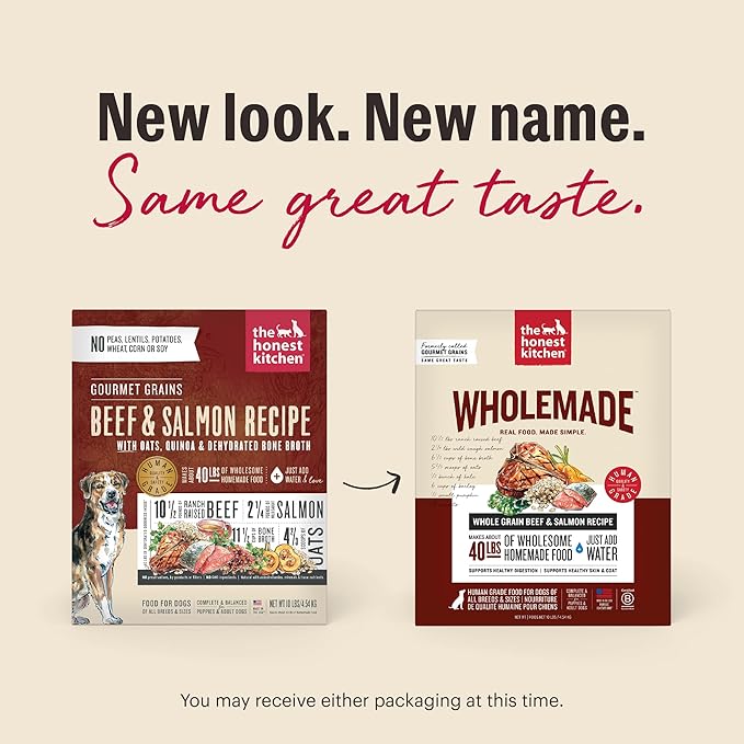 The Honest Kitchen Wholemade™ Dehydrated Whole Grain Beef & Salmon Dog Food, 10 lb Box