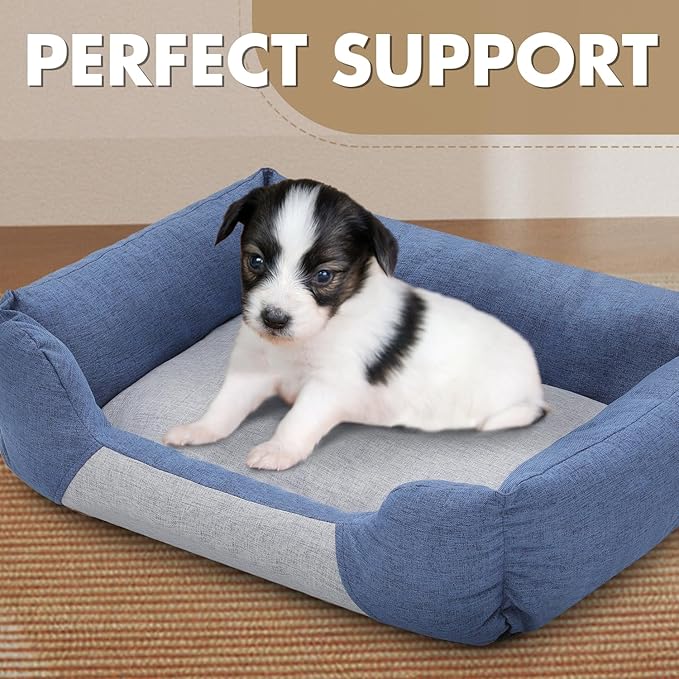 Athena Collection Dog Bed Medium Size Dog, 27 Inches Washable Dog Bed for Medium Pets Cats, Cozy Soft Warming Fabric with Nonskid Bottom, Blue