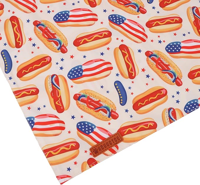 ADOGGYGO American Flag Dog Bandana, Ice Cream Hamburg Flag Pet Scarf, Premium Durable Fabric, Patriotic 4th of July Bandanas for Small Dogs Pets (Small)