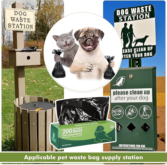 Sherr 50 Rolls Dog Waste Bags 10000 Count Dog Trash Bags Leak Proof Pet Doggie Poop Roll Waste Thick Plastic Bag for Home Park Outdoor Travel Pet Supplies(Black)