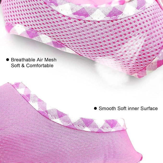 SuperBuddy Upgraded Soft Mesh Dog Harness, Super Breathable Lightweight Pet Harnesses for Puppy Dogs Outdoor Walking, Pink Dog Harness and Dog Leash Set Packing -Small