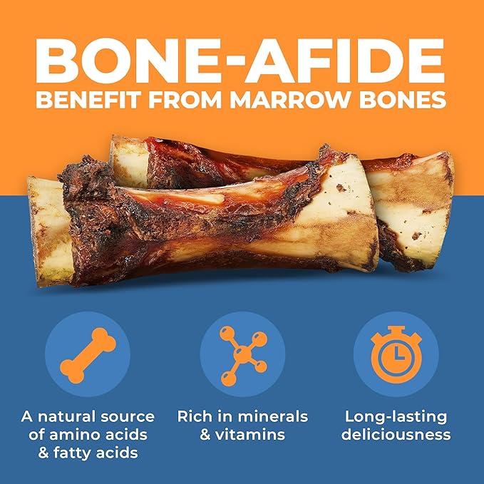 K9warehouse USA Marrow Bones for Dogs – All-Natural 5-6" Beef Bone Marrow Dog Treats – Long Lasting Bones for Aggressive Chewers – High-Protein Chews for Small, Medium, Large & Extra Large Breeds