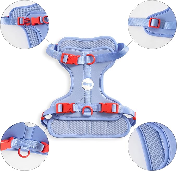 HNS1002E Arlo Medium Adjustable Soft Padded No Pull Pet Harness with 3 Buckles and 3 Leash Clips, Sangria