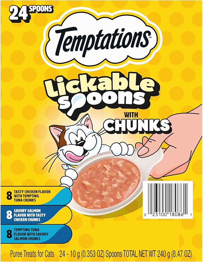 Temptations Lickable Spoons Cat Treats Variety Pack, 24 Spoons