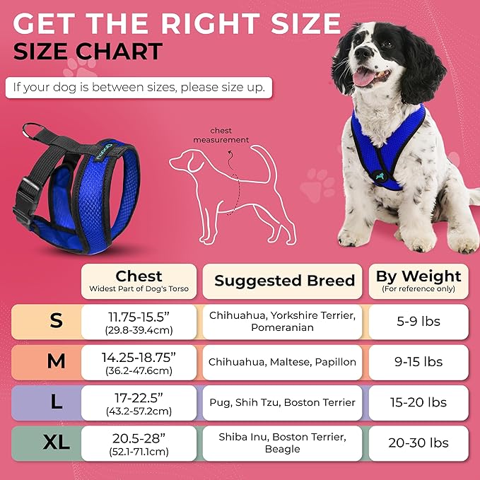 Gooby Choke Free Comfort X Soft Harness, Blue, Small